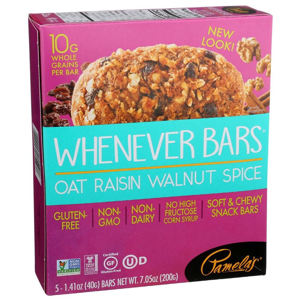 Pamela's Oat Raisin Walnut Spice Whenever Bar, 7.05 Ounce -- 6 Per Case
