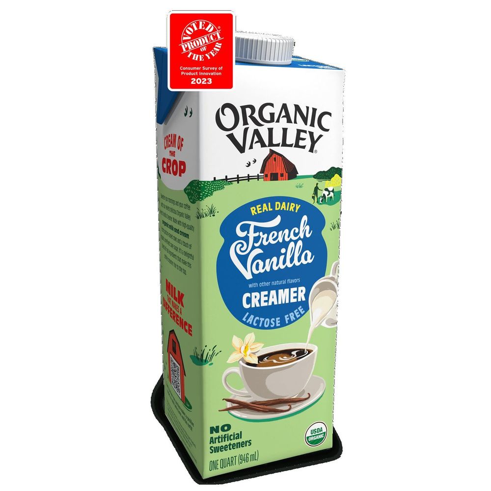 Organic Valley Real Dairy French Vanilla Lactose Free Creamer, 32 Fluid Ounce -- 6 Per Case