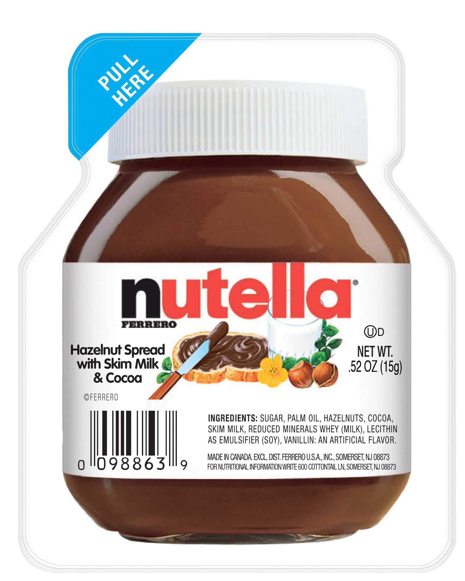 Nutella Original Hazelnut Spread, 0.52 Ounce -- 120 per case