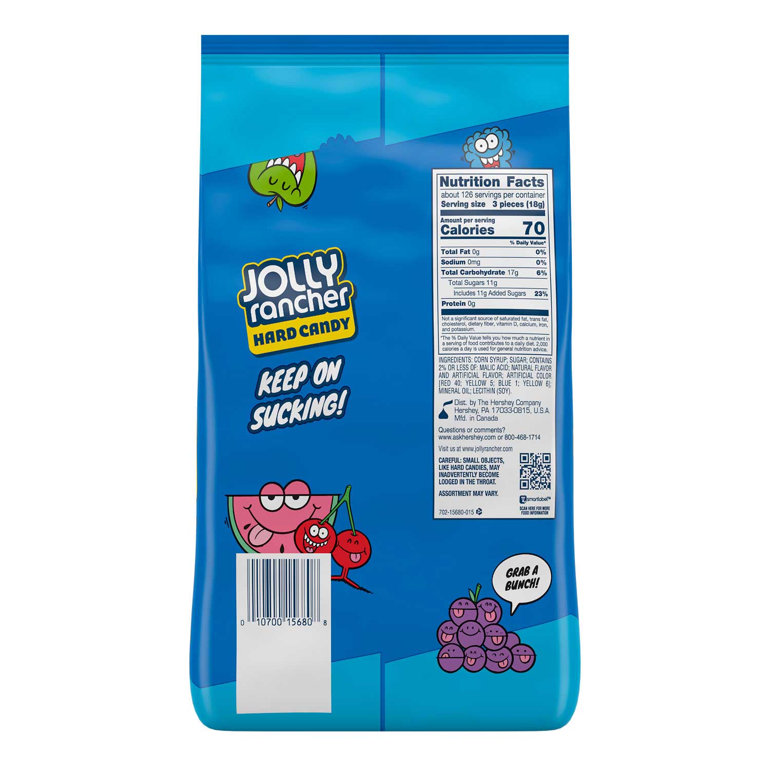 Jolly Rancher Assorted Fruit Flavored Hard Candy, Stand Up Bag, 5 Pound -- 8 Per Case