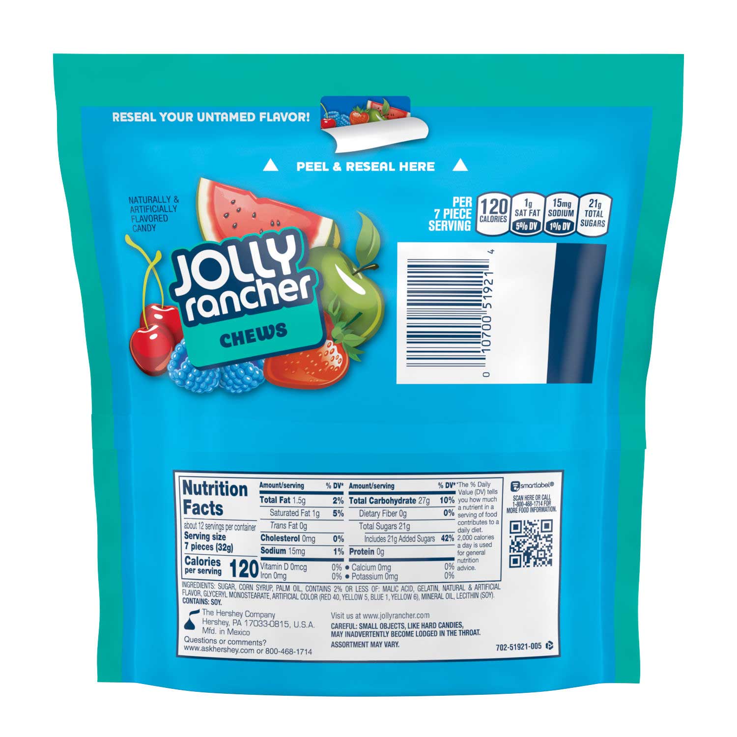 Jolly Rancher Assorted Fruit Flavored Chew Candy, Stand Up Bag, 13 Ounce -- 8 Per Case