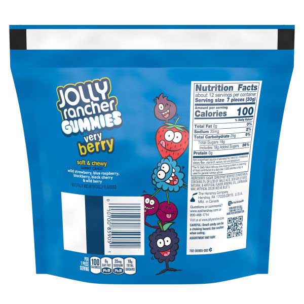 Jolly Rancher Very Berry Assorted Fruit Flavors Gummy Candy, 13 Ounce -- 8 Per Case