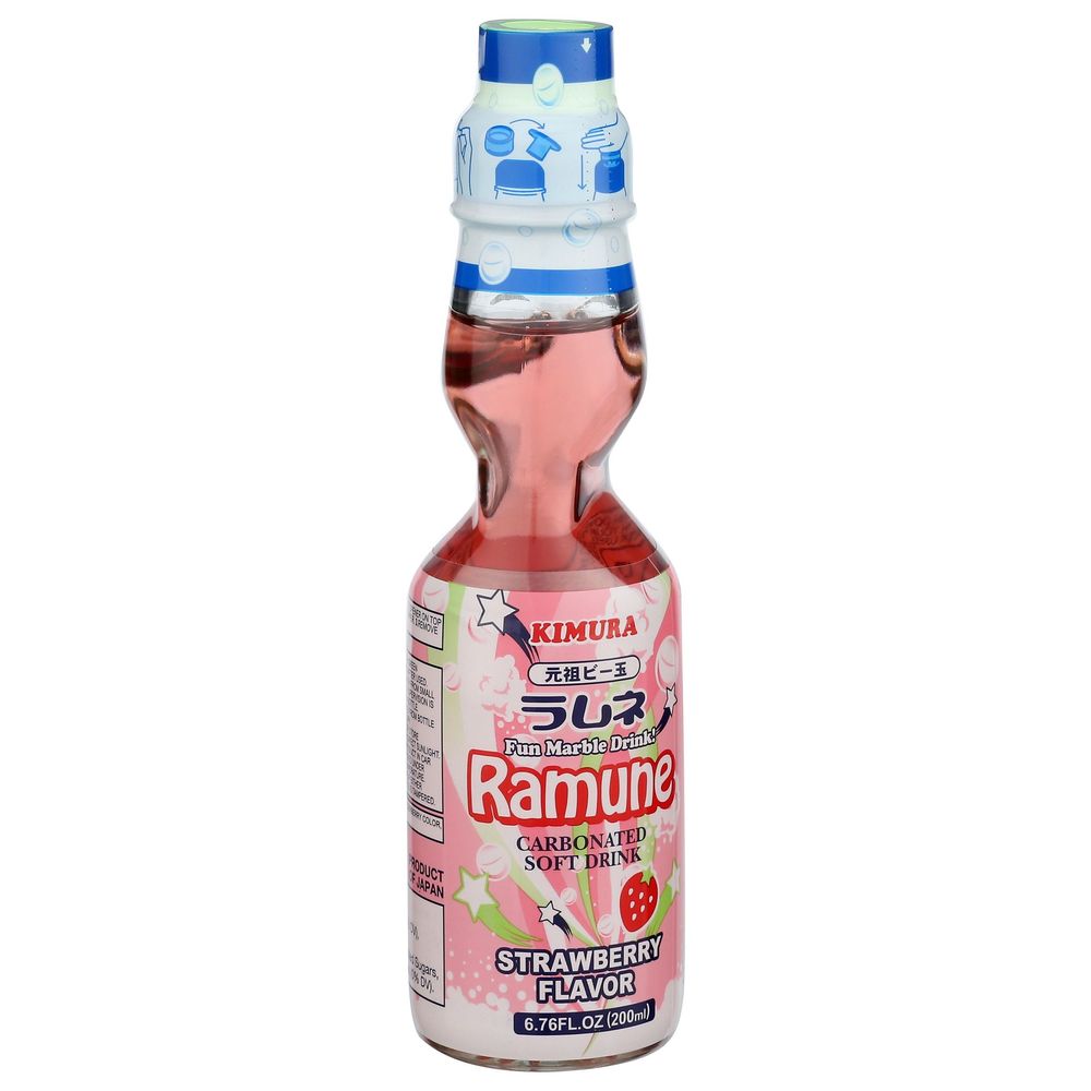 Kimura Ramune Strawberry Carbonated Soft Drink, 6.76 Fluid Ounce -- 18 Per Case