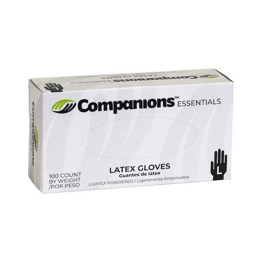 Companions Essentials Large Powdered Latex Gloves, 100 Count -- 10 Per Case
