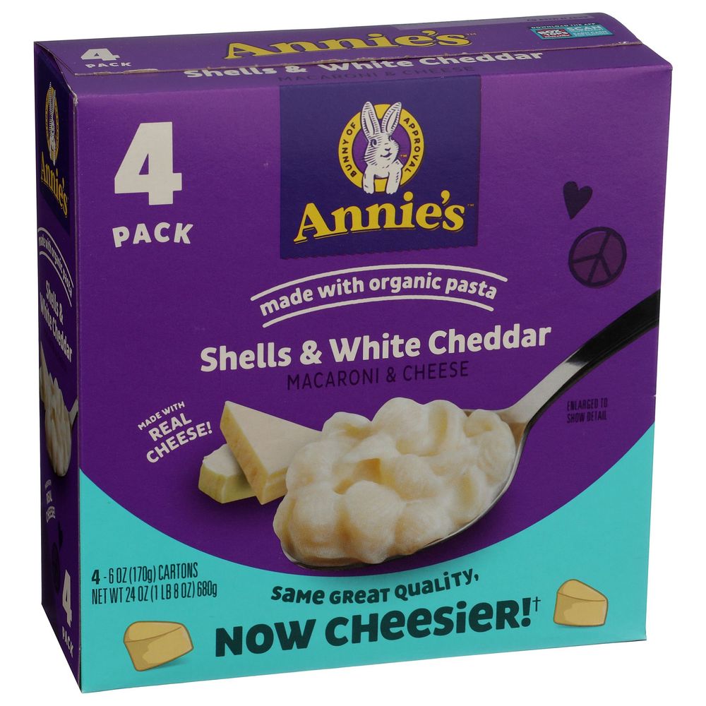 Annies Homegrown Shells And White Cheddar Macaroni And Cheese, 24 Ounce -- 4 Per Case
