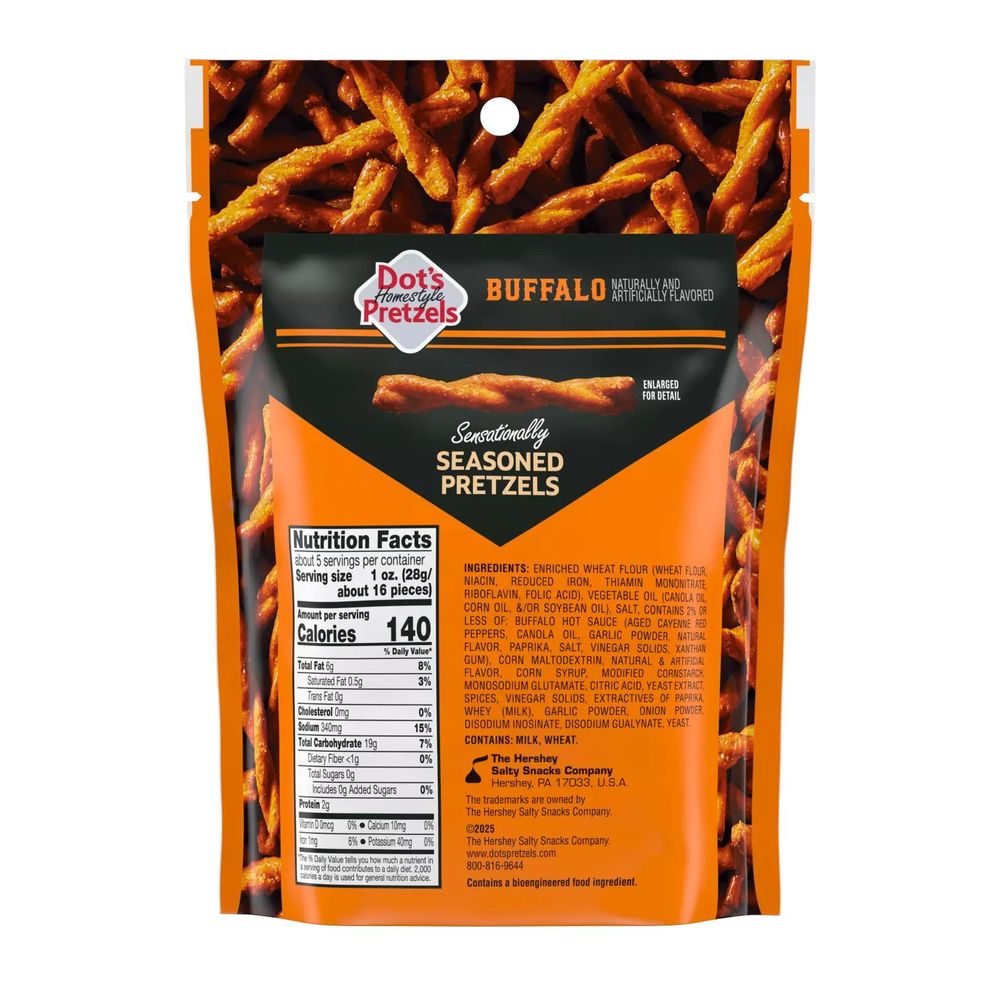 Dots Homestyle Pretzels Buffalo Flavored Seasoned Pretzel Twists, 5 Ounce -- 10 Per Case