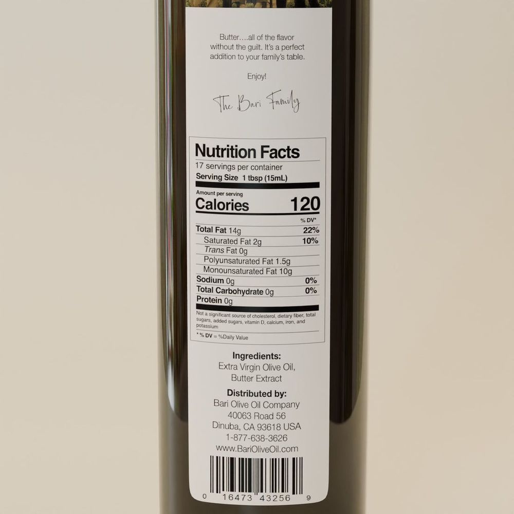 Bari Olive Oil Company Butter Infused Olive Oil, 250 Ml -- 6 Per Case