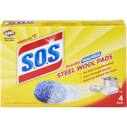 S.o.s Soap Filled Steel Wool Pad, 4 Count -- 24 Per Case