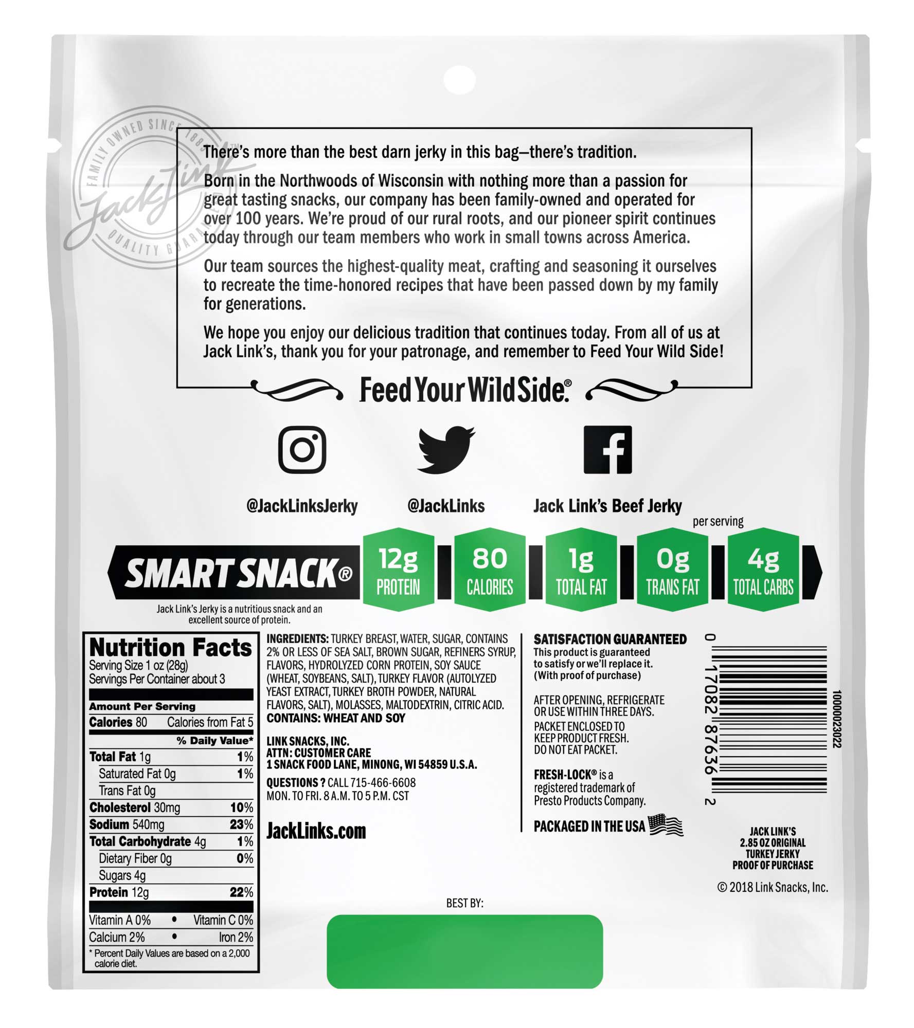 Jack Link's Original Turkey Jerky, 2.85 Ounce -- 8 Per Case