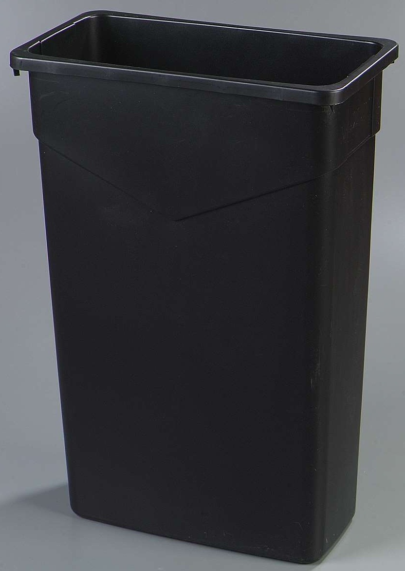 Trimline Rectangle Black Waste Container, 23 Gallon