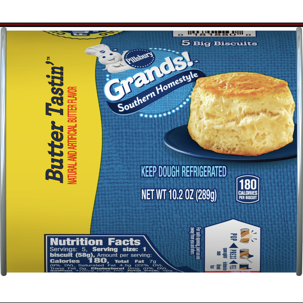 Pillsbury Grands Unbaked Homestyle Butter Tastin Biscuits, 10.2 Ounce -- 12 per case.