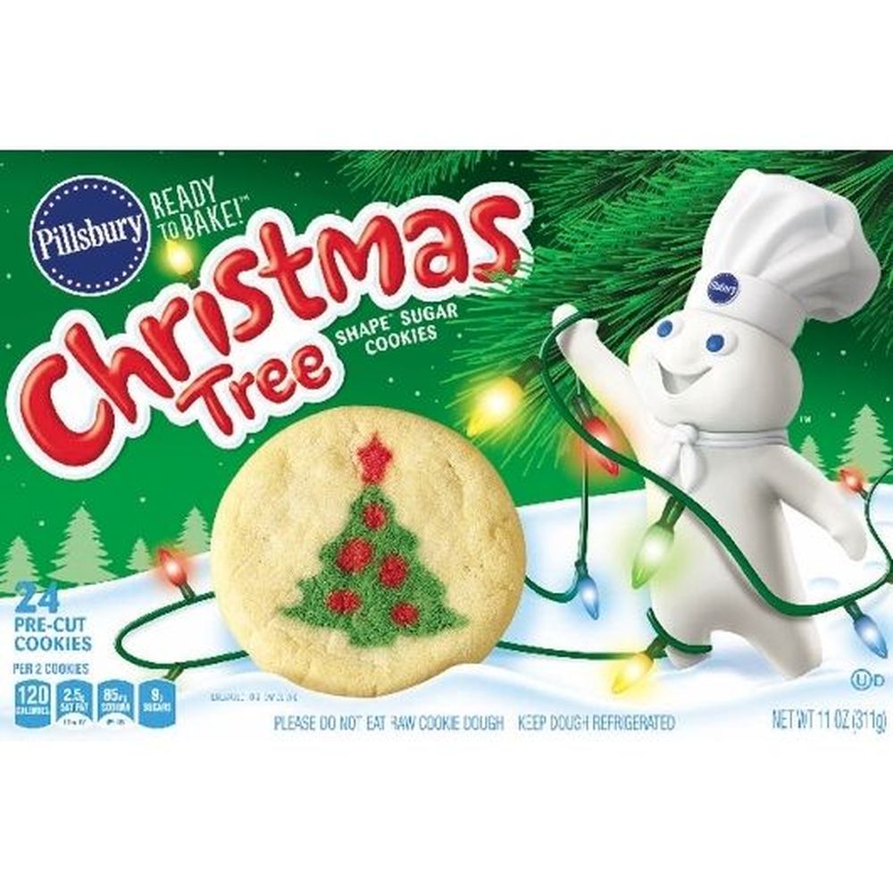 Pillsbury Ready To Bake Christmas Tree Shaped Sugar Cookies, 11 Ounce -- 12 per case