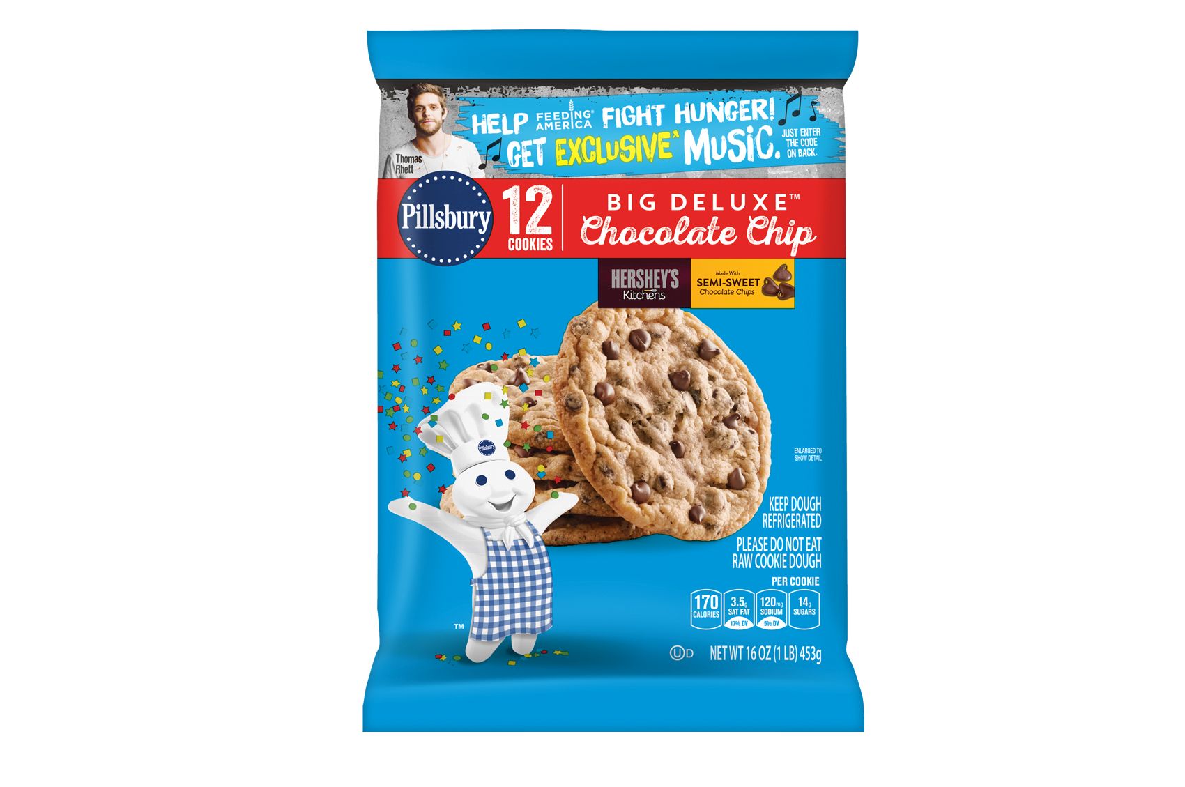 Pillsbury Big Deluxe Chocolate Chip Cookie Dough, 16 Ounce