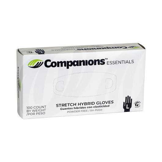 Companions Essentials Clear Large Hybrid Stretch Gloves, 100 Count -- 10 Per Case