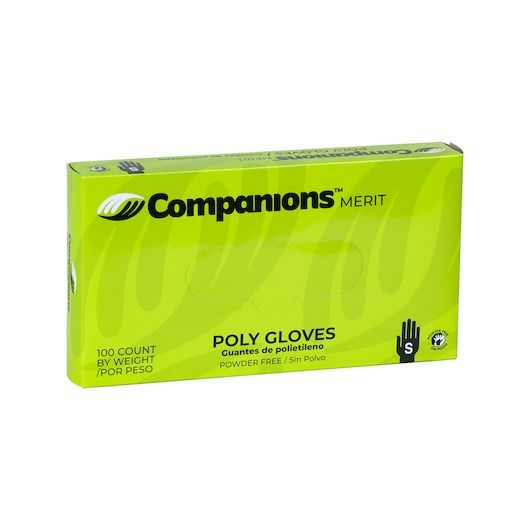 Companions Merit Small Poly Gloves, 100 Count -- 10 Per Case