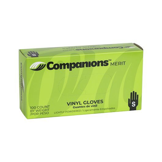 Companions Merit Small Powdered Vinyl Gloves, 100 Count -- 4 Per Case