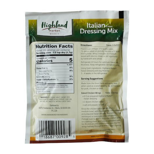 Nutrition Facts Italian Dressing Seasoning Packets Simply Organic