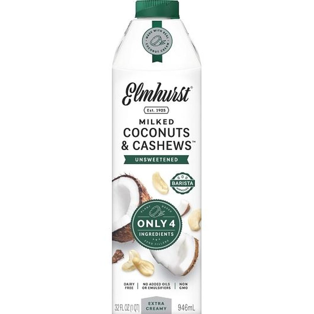 Elmhurst Unsweetened Coconut and Cashew Milk, 32 Fluid Ounce 6 per case