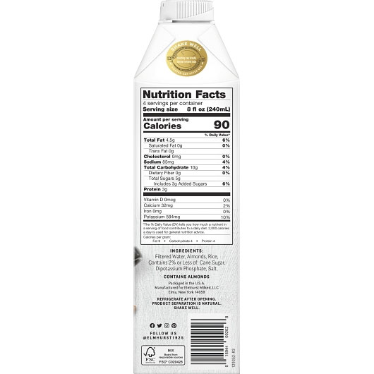 Elmhurst Milked Almond Barista, 32 Fluid Ounce -- 6 Per Case