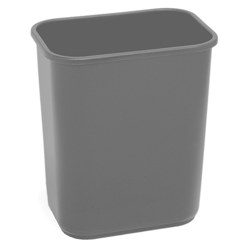 Continental Commercial Products Plastic Gray Rectangular Wastebasket, 13-4/8 Quart Capacity -- 12 Per Case