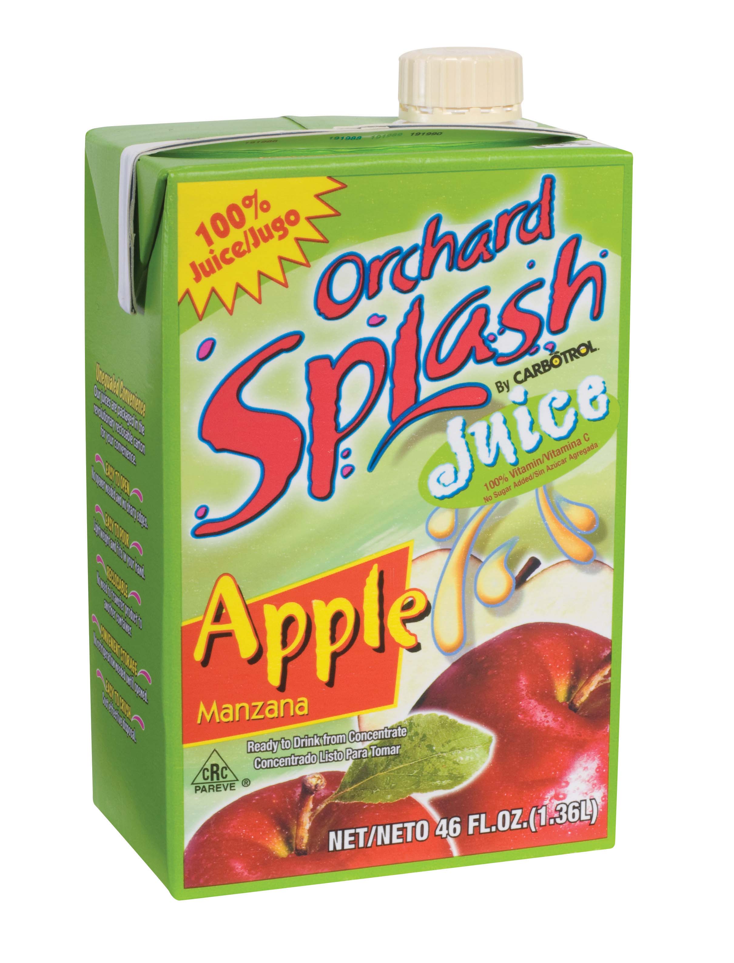 Orchard Splash Juice Leahy Ifp Aseptic 100 Percent Apple Ready To Serve, 46 Ounce -- 12 Per Case