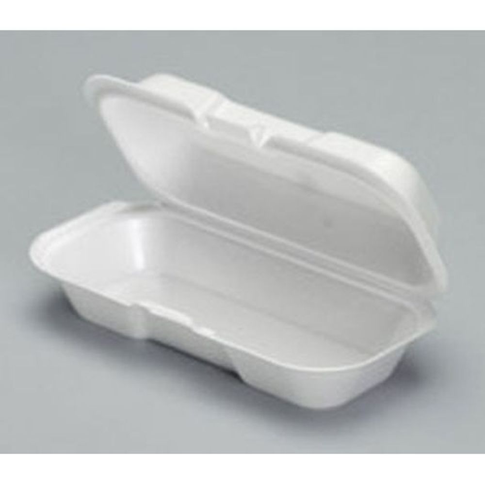 Genpak White Foam Hot Dog Hinged Container, 125 Count -- 4 Per Case