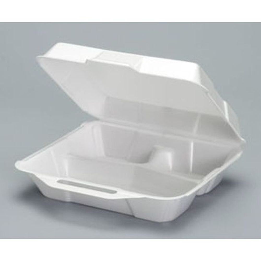 Genpak White Foam High Volume Medium 3 Compartment Container, 100 Count -- 2 Per Case
