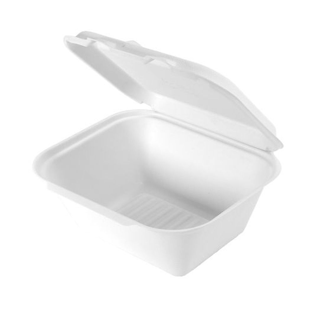 Genpak Natural White Molded Fiber Large Deep All Purpose Hinged Container, 50 Count -- 4 Per Case