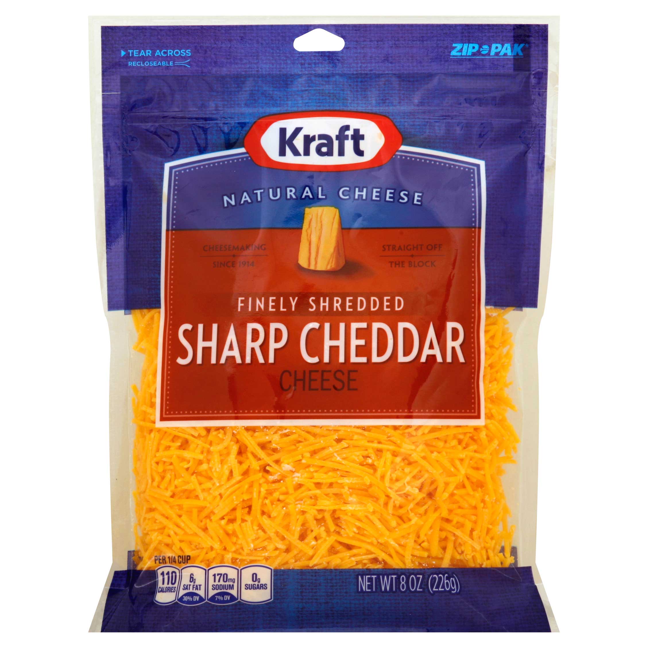 Kraft Zip Pak Natural Finely Shredded Sharp Cheddar Cheese