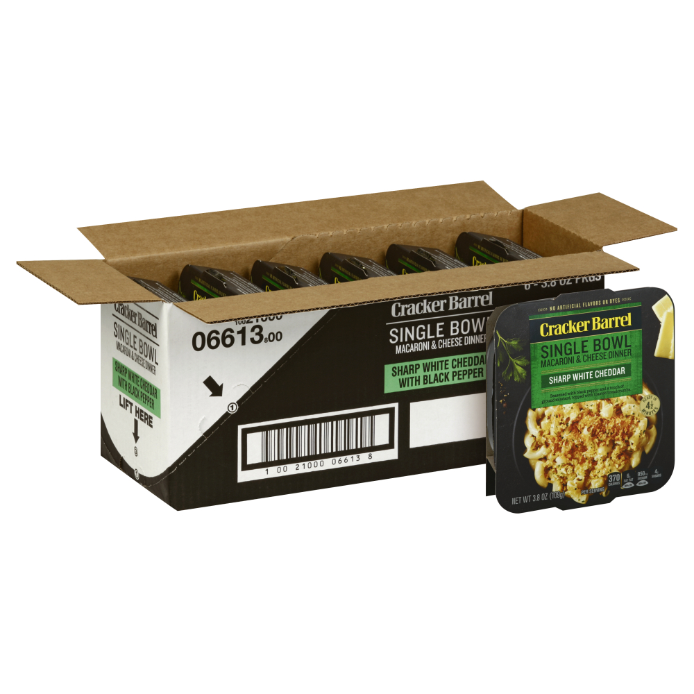 Cracker Barrel Sharp White Cheddar Macaroni And Cheese Liquid Dinner, 3.8 Ounce -- 8 Per Case