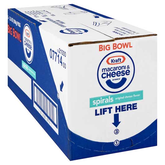 Kraft Spirals Macaroni Cheese Big Bowl Dinner Case