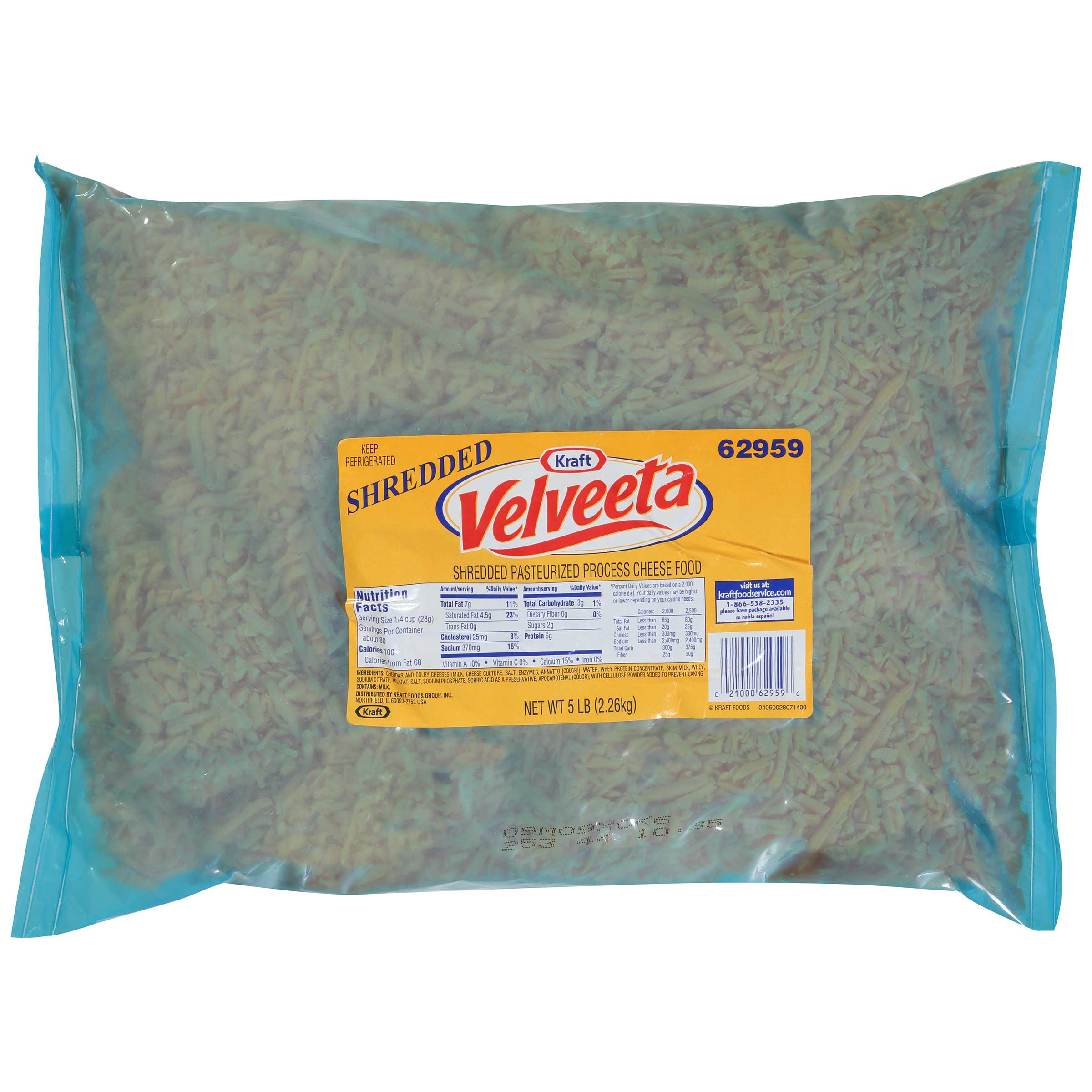 Velveeta Feather Shred Cheese, 5 Pound -- 4 Per Case