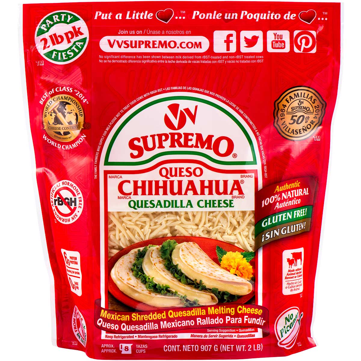 Churaページ #2222 Supremo Queso Chihuahua Shredded Quesadilla Cheese, 2 Pound -- 6
