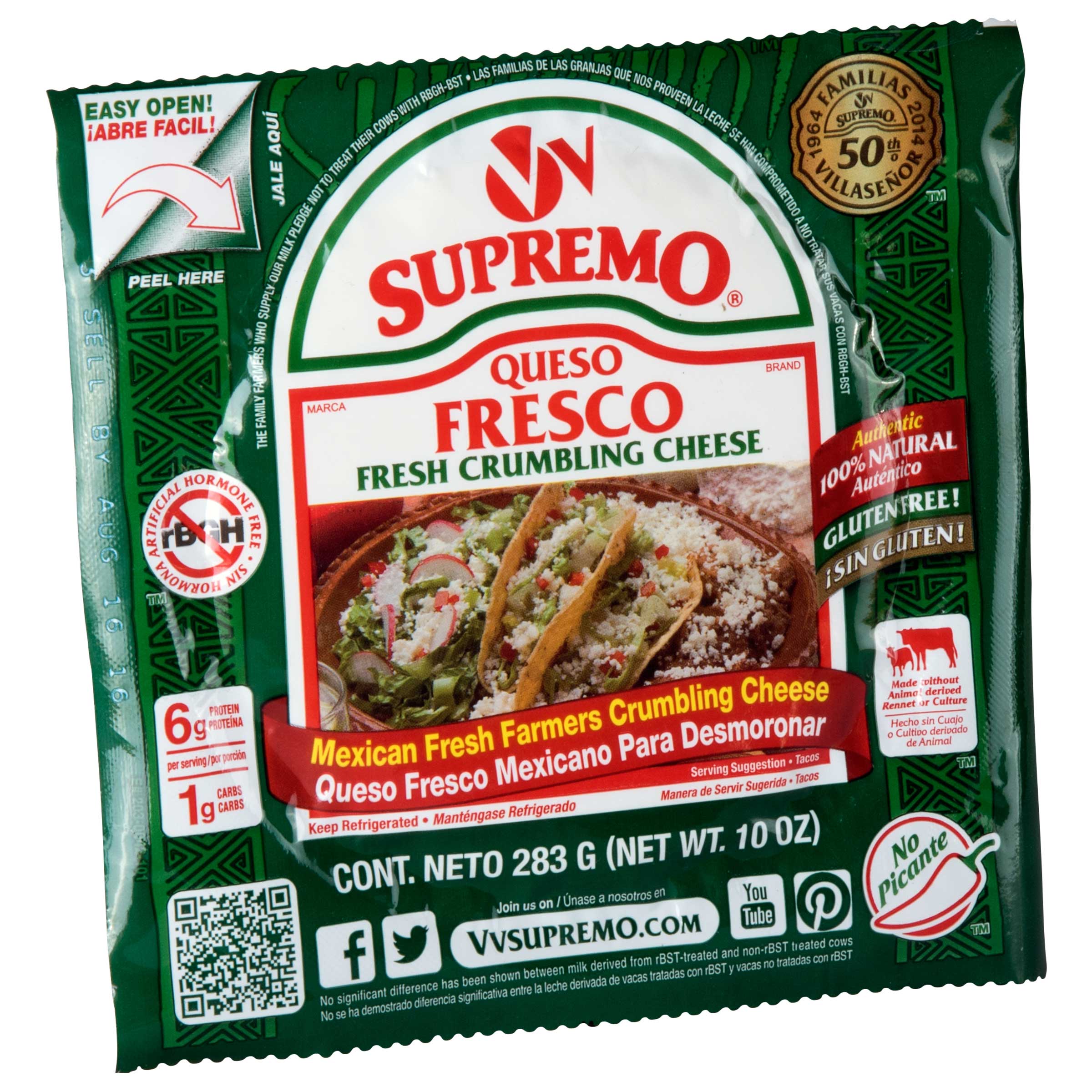 VV Supremo Queso Fresco Fresh Crumbling Cheese, 10 Ounce