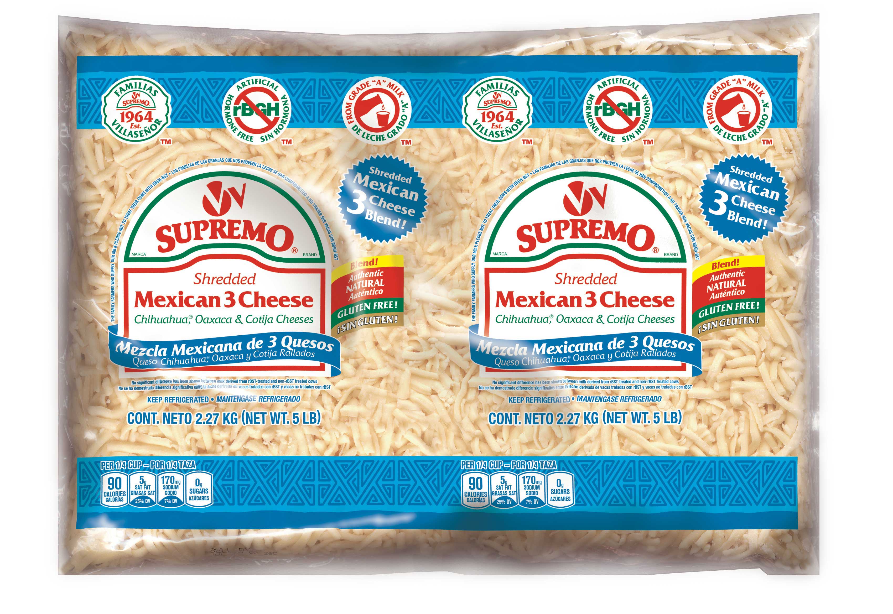 chococheese様　3L〜4L 5kg Supremo Mexican 3 Cheese Blend, 5 Pound -- 4 per case