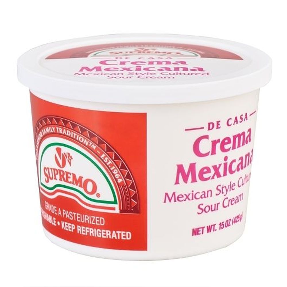 Supremo De Casa Mexican Style Cultured Sour Cream, 15 Ounce -- 12