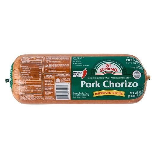 V&v Supremo Pork Sausage Chorizo, 5 Pound -- 4 Per Case