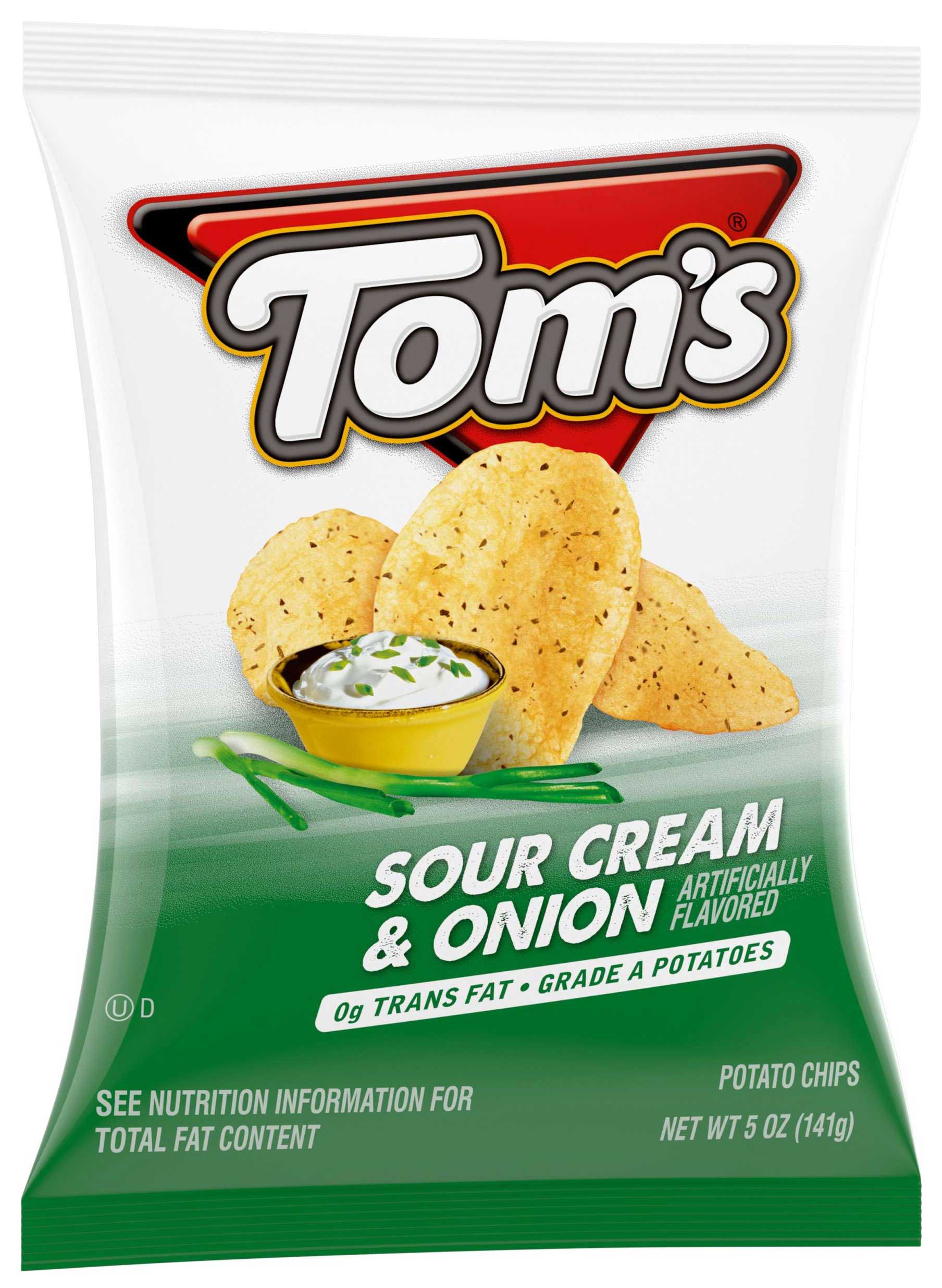 Tom's Sour Cream And Onion Potato Chips, 5 Ounce -- 9 Per Case