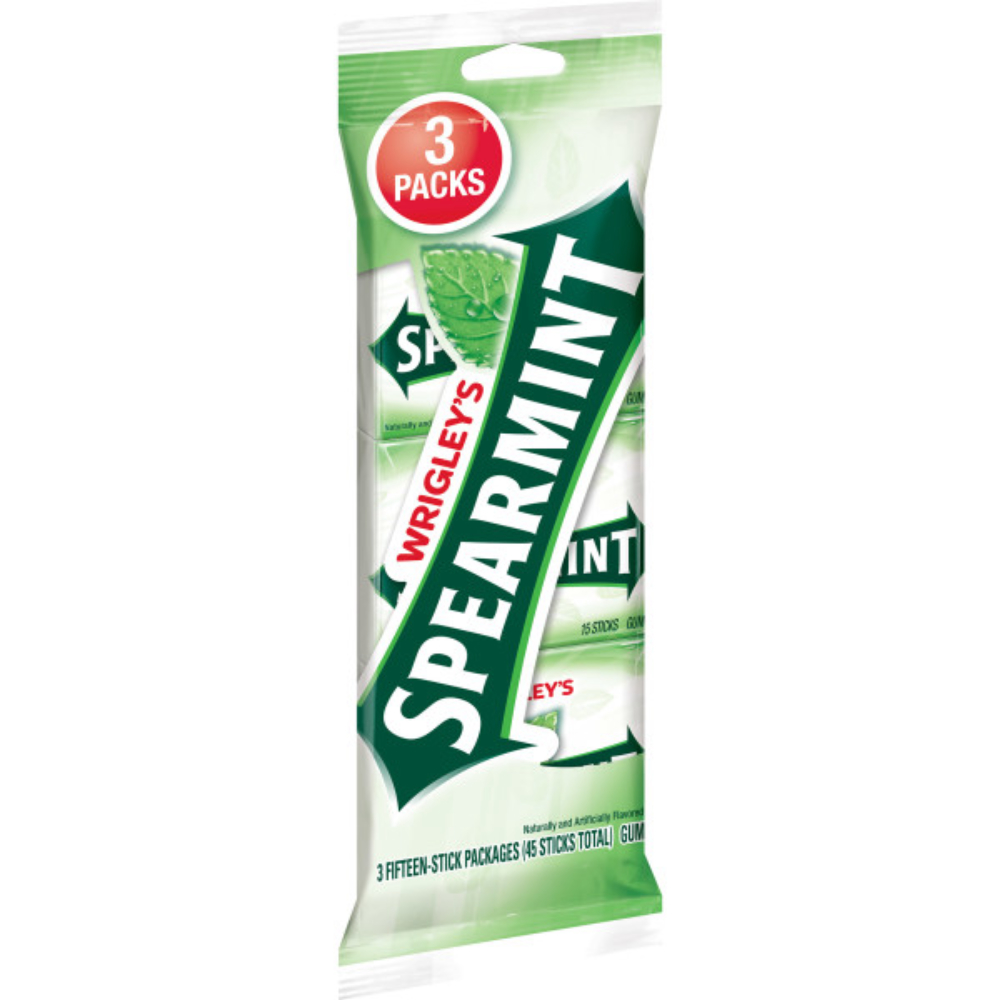 Spearmint Gum, 3 Count -- 60 Per Case