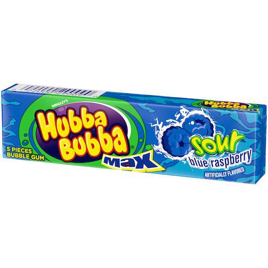 Hubba Bubba Sour Blue Raspberry Bubble Gum - 5 count per pack