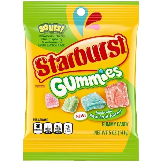 Starburst Sours Gummy Candy - Peg Pack, 5 Ounce -- 12 Per Case