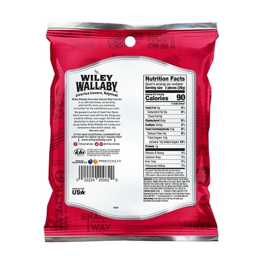 Wiley Wallaby Red Licorice, 4 Ounce -- 12 Per Case