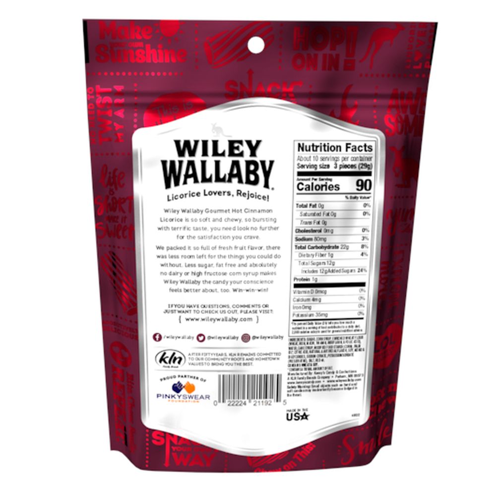 Wiley Wallaby Hot Cinnamon Licorice, 10 Ounce -- 10 Per Case
