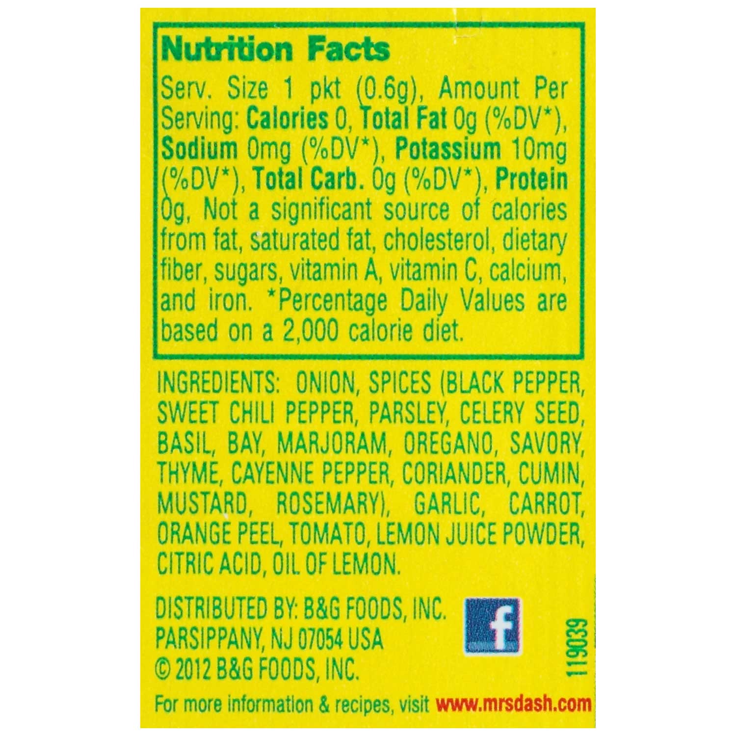 Mrs. Dash Seasoning, 0.2 Ounce -- 500 Per Case