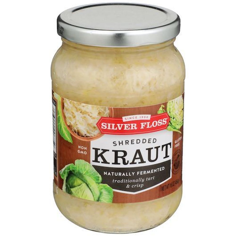 Silver Floss Shredded Sauerkraut, 16 Ounce Glass Jar -- 12 Per Case
