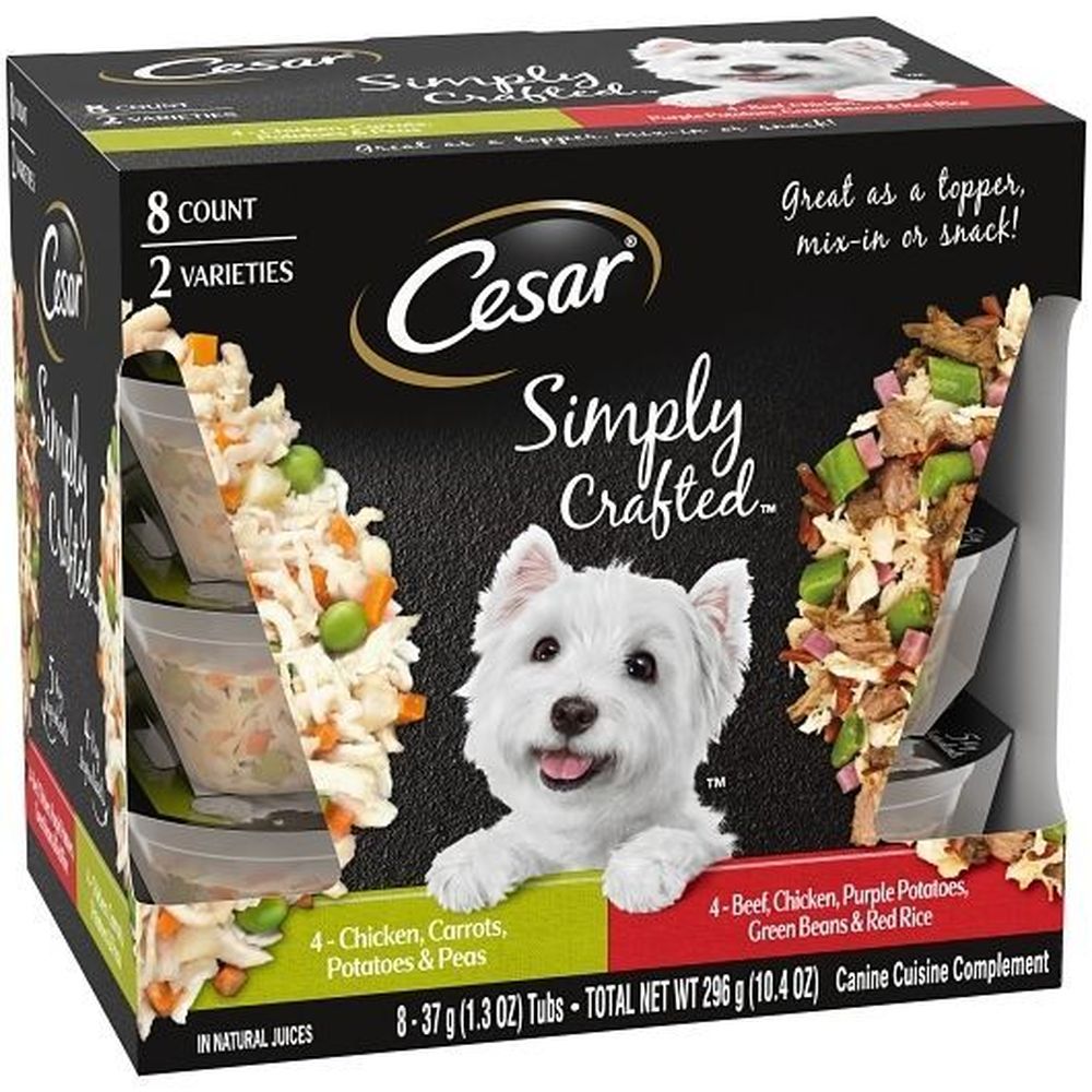 Cesar Simply Crafted Chicken Beef Wet Dog Food Variety Pack 8 ct