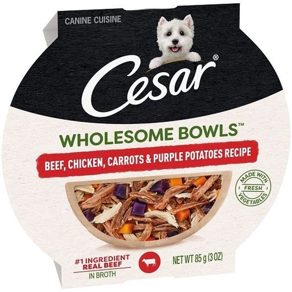 Cesar Wholesome Bites Bowl Beef Chicken And Purple Potato Wet Dog Food, 3 Ounce -- 10 Per Case