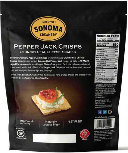 Sonoma Creamery Pepper Jack Crisps, 2.25 Ounce -- 6 Per Case