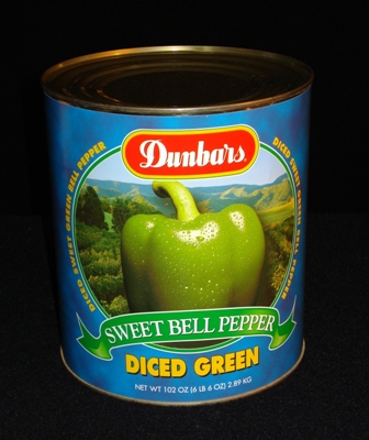 Dunbars Diced Green Peppers, No. 10 Can -- 6 Per Case