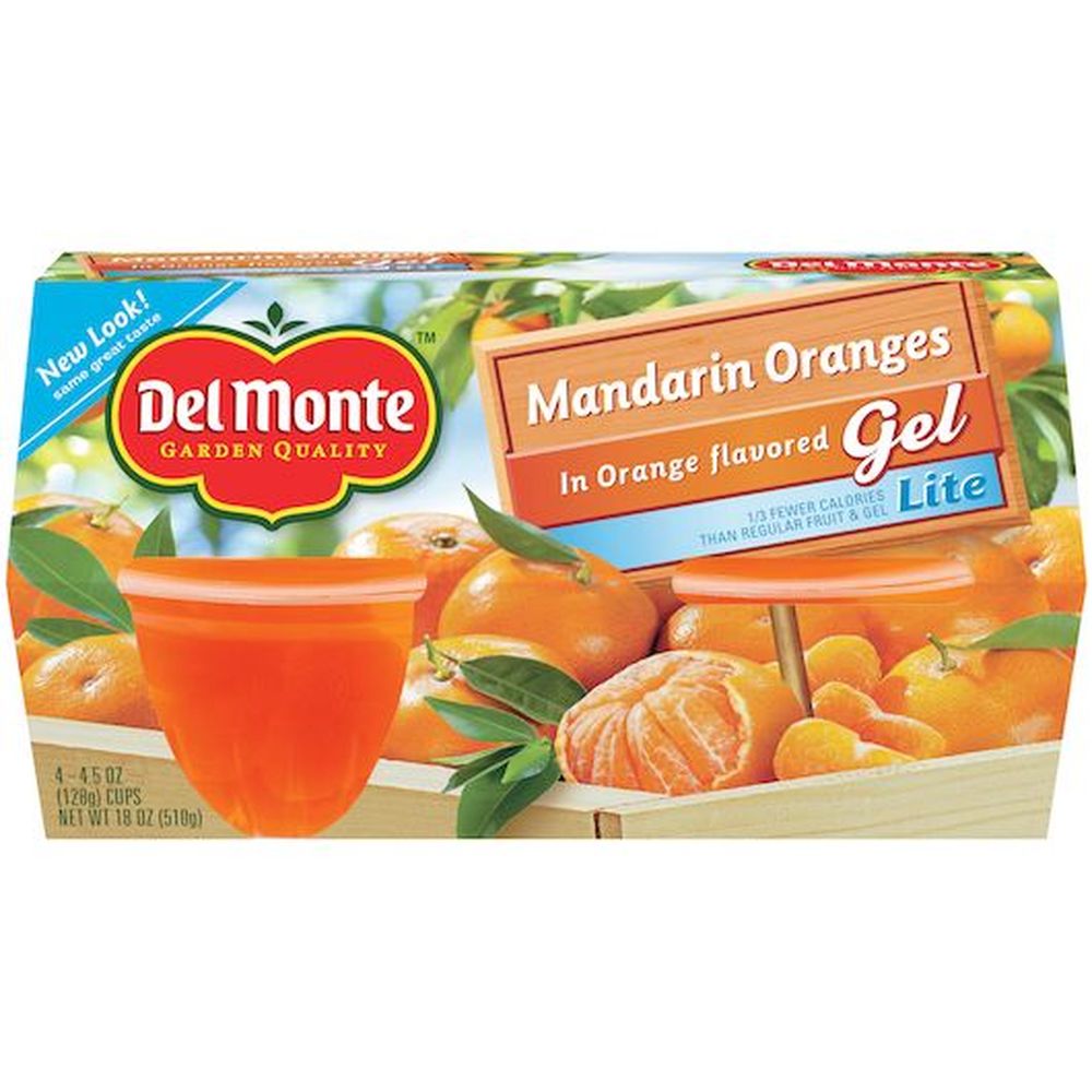 Del Monte Lite Mandarin Oranges In Orange Flavored Gel, 4.5 Ounce Cup -- 6 Per Case